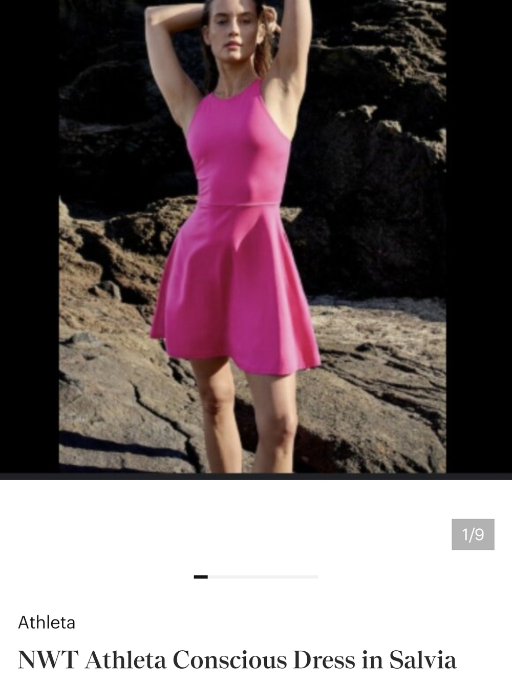 Athleta Salvia Hot Pink Sleeveless Fit & Flare Dress